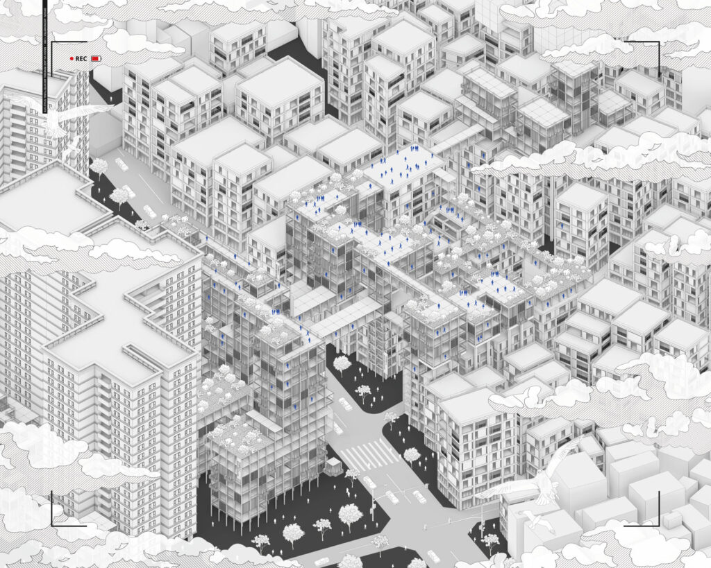 Urban Village Renewal Project - axonometric drawing